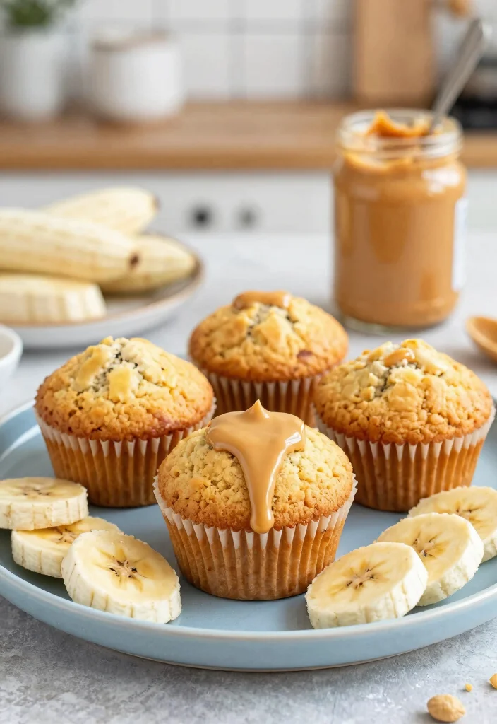 18 Soft Coffee Cake Muffin Recipes for Breakfast or Brunch - 13. Peanut Butter Banana Muffins 1