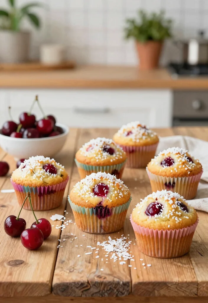 18 Soft Coffee Cake Muffin Recipes for Breakfast or Brunch - 7. Cherry Coconut Muffins 1