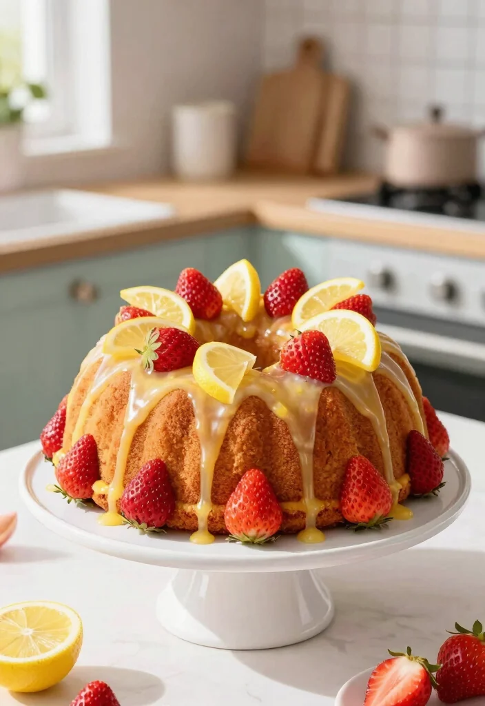 18 Sweet Strawberry Cake Recipes Made From Scratch - 4. Strawberry Lemonade Bundt Cake 1