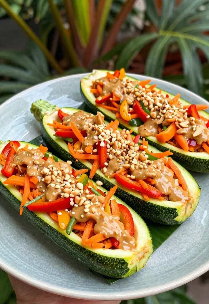 18 Zucchini Boats Baking Recipes for Easy Family Meals - 11. Thai Peanut Zucchini Boats 1