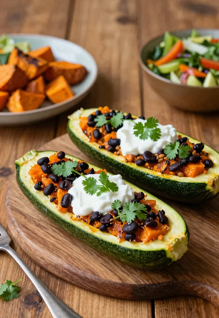 18 Zucchini Boats Baking Recipes for Easy Family Meals - 8. Sweet Potato and Black Bean Zucchini Boats 1