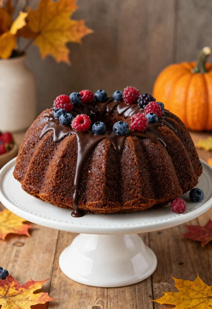 19 Autumn Baking Recipes Full of Warm Seasonal Flavors - 16. Gluten-Free Chocolate Pumpkin Bundt Cake 1