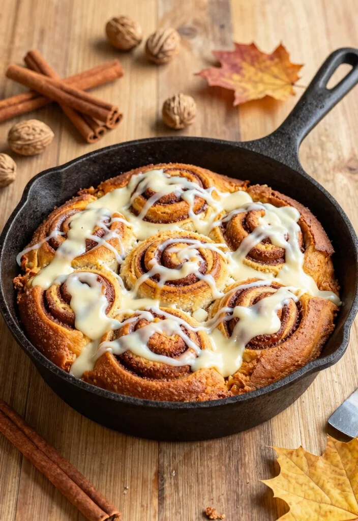 19 Autumn Baking Recipes Full of Warm Seasonal Flavors - 4. Cinnamon Roll Skillet Cake 1