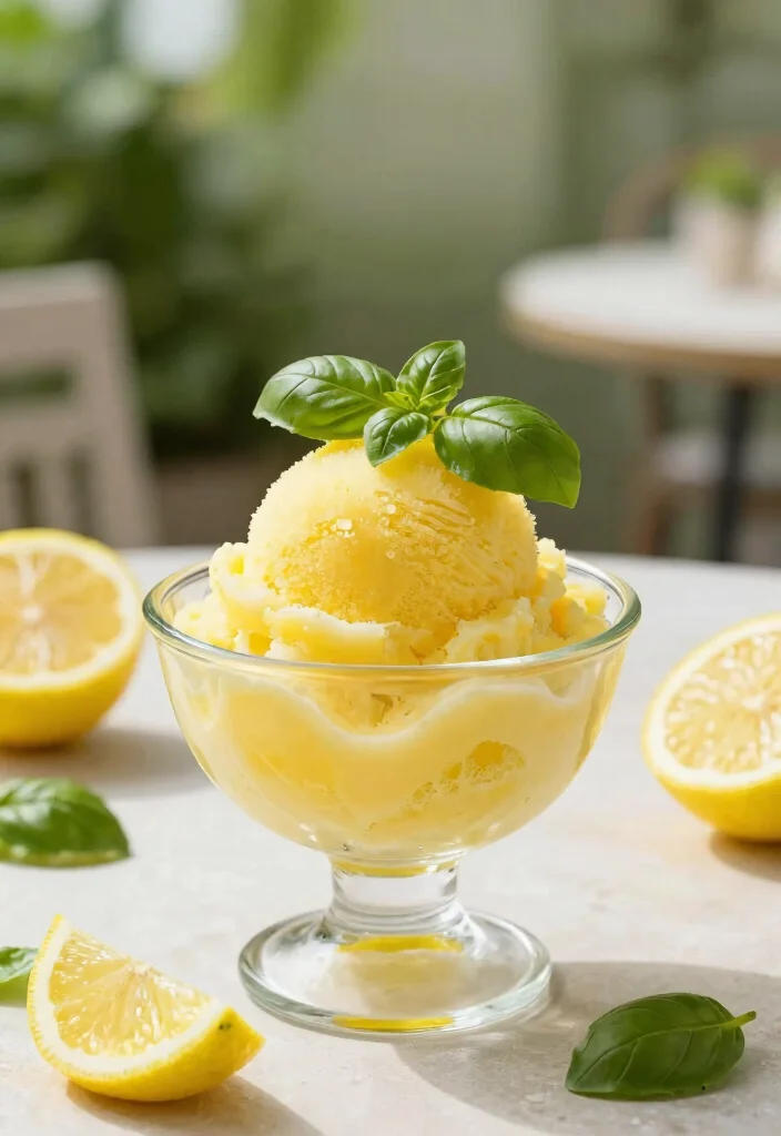 19 Lemon Baking Recipes with Bright Citrus Flavor - 15. Lemon Basil Sorbet 1