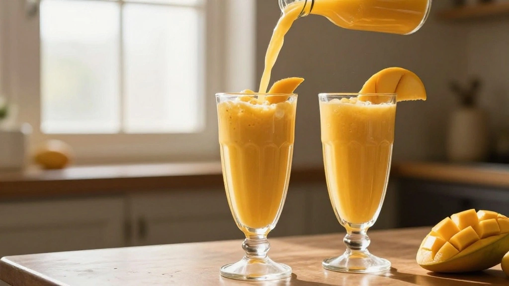 Creamy Mango Smoothie Recipe: 3 Ingredients & 5 Minutes - Step 7: Pour into Glasses 1