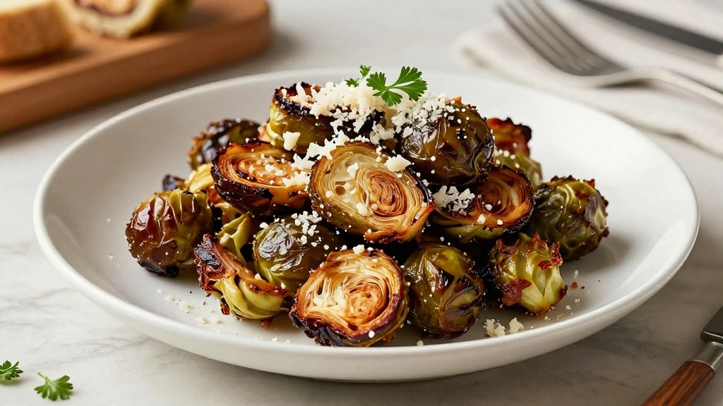 Crispy Roasted Brussels Sprouts Recipe with Garlic and Parmesan