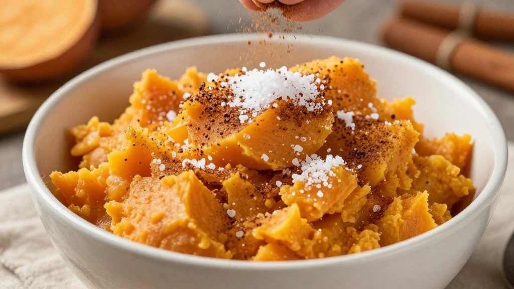 Fluffy Mashed Sweet Potatoes Recipe with Butter and Cinnamon - Step 6: Season with Cinnamon and Salt 1