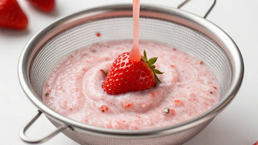 Fresh Strawberry Lemonade Recipe: Sweet, Tangy & Summer-Perfect - Step 3: Strain Strawberry Puree 1