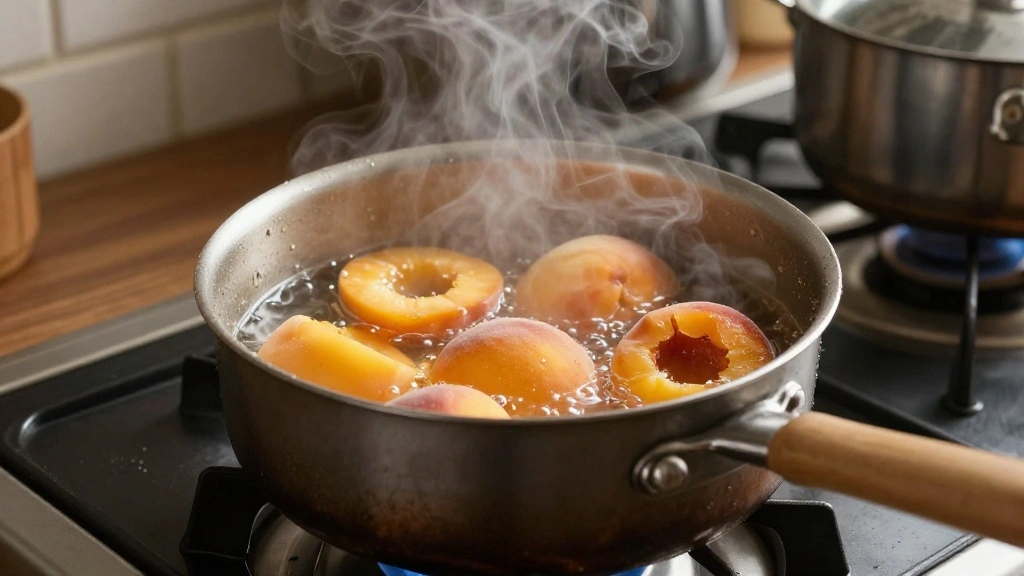 Refreshing Peach Iced Tea Recipe with Fresh or Frozen Peaches - Step 4: Simmer Peach Mixture 1