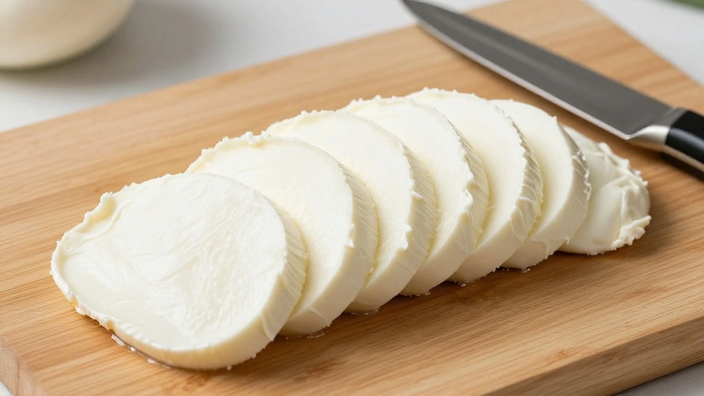 Simple Caprese Salad Recipe with Fresh Mozzarella and Basil - Step 2: Slice Mozzarella 1