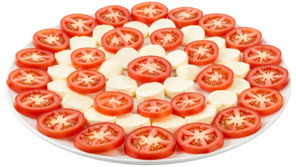Simple Caprese Salad Recipe with Fresh Mozzarella and Basil - Step 3: Arrange Tomato and Mozzarella 1