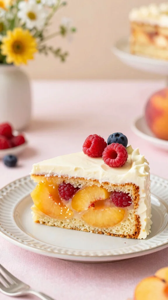 12 Summer Cake Recipes Cool, Refreshing, and Fruity - 4. Peach Melba Cake 1