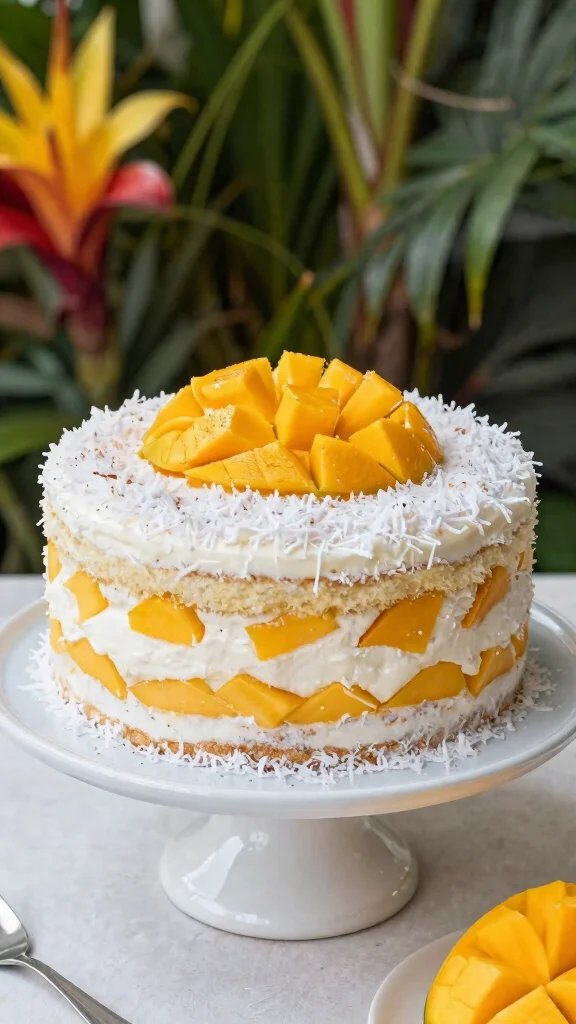 14 Cake Recipes with Fruit: Fresh, Juicy and Irresistible - 14. Mango Coconut Layer Cake 1