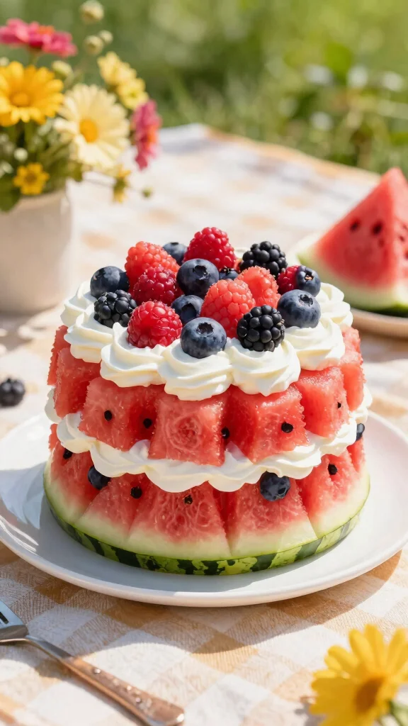 14 Cake Recipes with Fruit: Fresh, Juicy and Irresistible - 7. Watermelon Cake 1