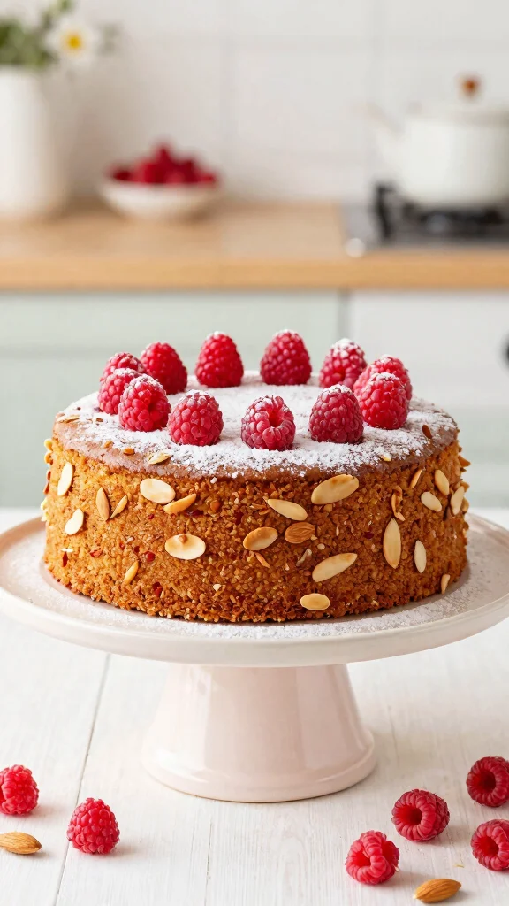 14 Dairy Free Cake Recipes Rich, Moist and Delicious - 12. Raspberry Almond Cake 1