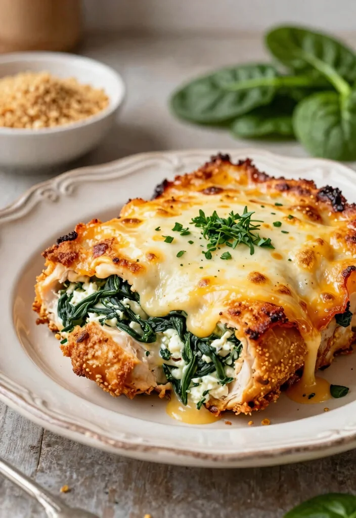 11 Crispy Gluten Free Chicken Parmesan Recipes Better Than Takeout - 6. Cheesy Spinach Stuffed Chicken Parmesan 1