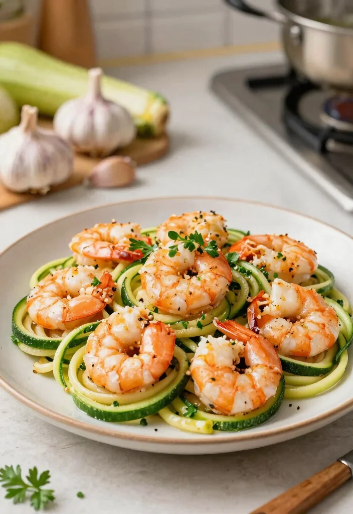 15 Easy Gluten Free Dinner Recipes the Whole Family Will Love - 11. Garlic Butter Shrimp with Zucchini Noodles 1