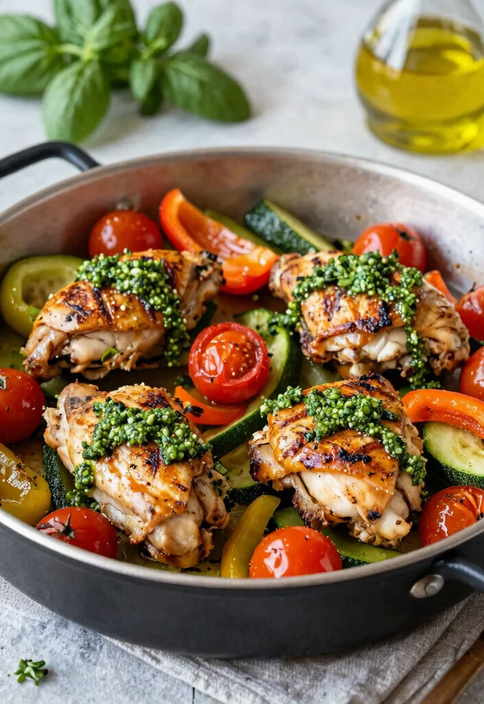 15 Easy Gluten Free Dinner Recipes the Whole Family Will Love - 5. One-Pan Pesto Chicken and Veggies 1