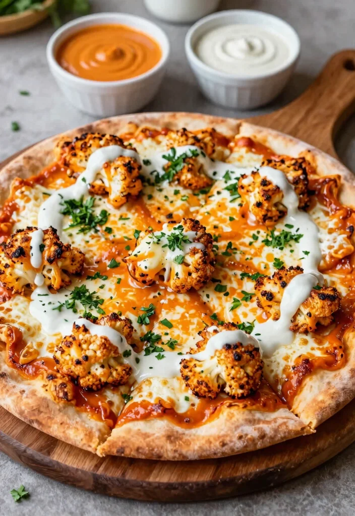 9 Easy Gluten Free Pizza Recipes with Crispy Crust and Bold Flavors - 2. Spicy Buffalo Cauliflower Pizza 1