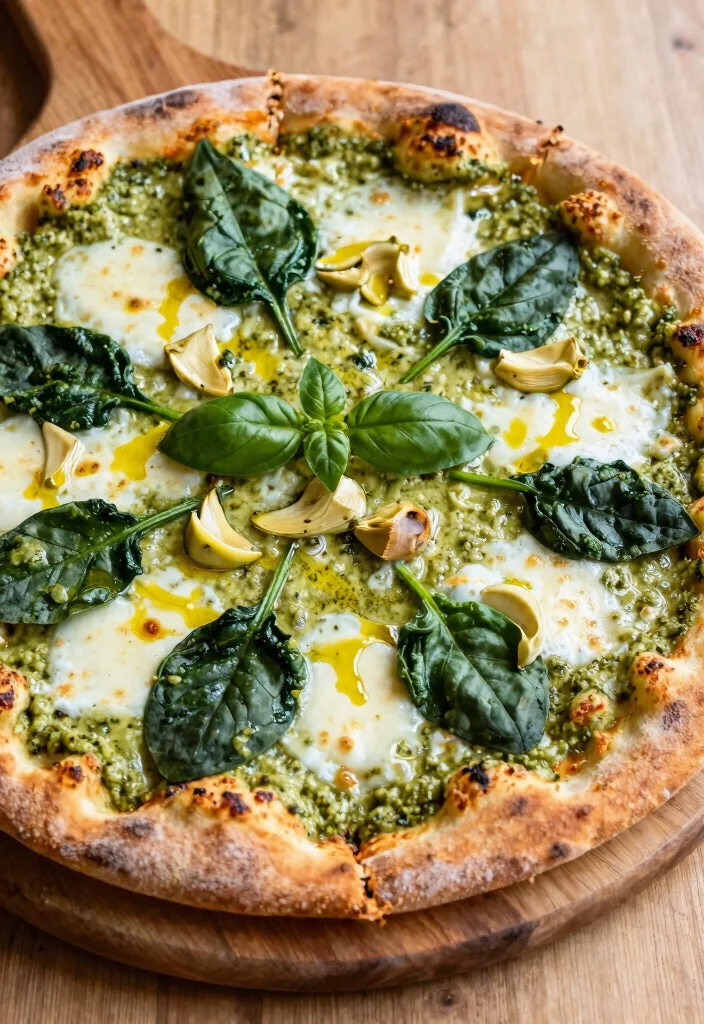 9 Easy Gluten Free Pizza Recipes with Crispy Crust and Bold Flavors - 5. Pesto Spinach Gluten Free Pizza 1